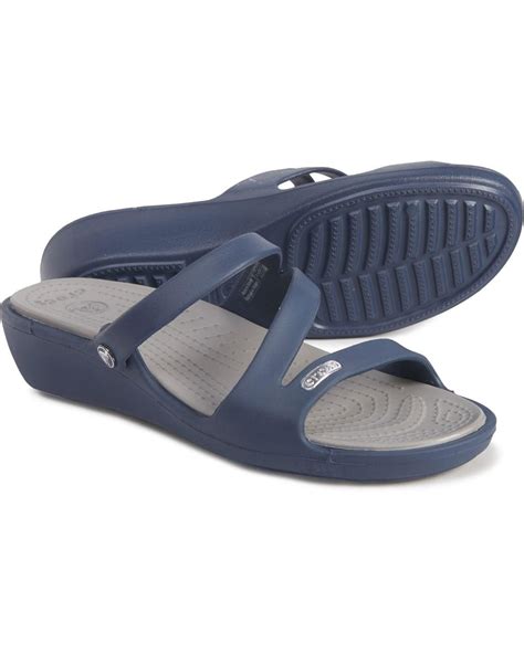 Crocs Patricia Low Wedge Dark Blue Slide Slip On Comfort …