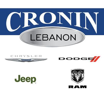 Pricing may reflect financing with Chrysler Capital and or Cronin Trade Assist, and specific programs, see dealer for details. Cronin Chrysler Dodge Jeep Ram 951 West Main Street, Lebanon, OH 45036 Sales: 513-970-9060 Service: 513-496-1016 Parts: 513-496-1734. SALES HOURS.