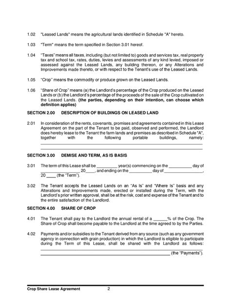 Crop Sharing Agreement Form Fill Out and Sign Printable PDF Template