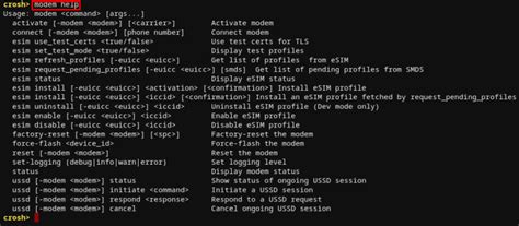 Crosh command. These basic Crosh commands can often come in handy. Command Description; help: Shows general commands you can run in the terminal. help_advanced: Lists debugging and advanced commands. help (command name) Shows what a particular command does. uptime: Shows how long the system has been running and logged in … 