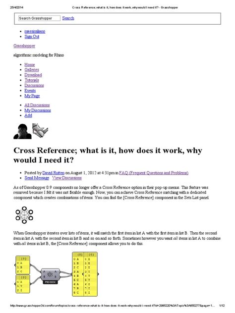 Cross Reference What Is It How Does It Work Why Would I Need It Grasshopper