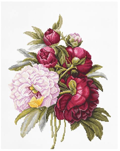 Cross Stitch Kit Peonies Etsy