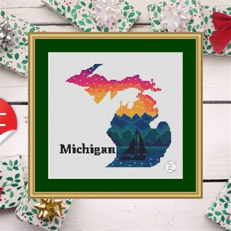 Cross Stitch Michigan - Etsy