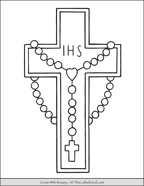 Cross With Rosary Coloring Page