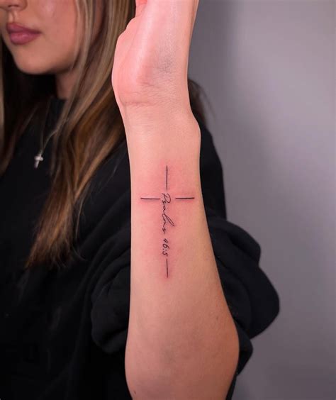 Cross tattoo on wrist with bible verse.  Explore meaningful scripture ...