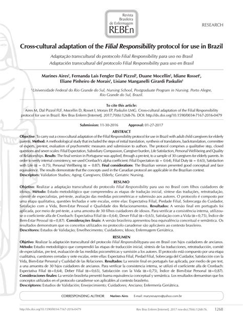 Cross-cultural adaptation of the Filial Responsibility ... - PubMed