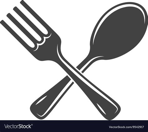 Crossed spoon and fork isolated on white Vector Image