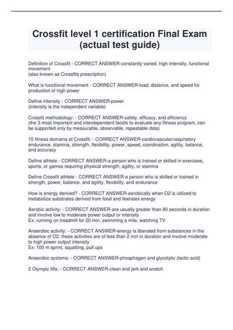 Crossfit Level 1 Certification Study Guide