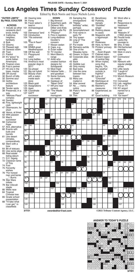 Crossword By La Times 1 31 Messenger Inquirer Com