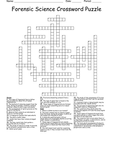 Crossword Puzzle Forensic Science Answers