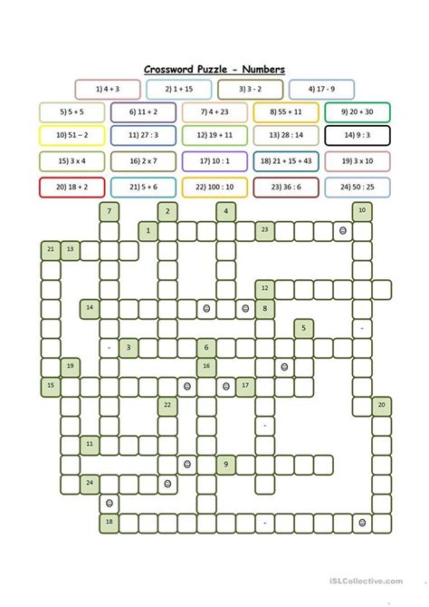 Crossword Puzzle Numbers English Esl Worksheets For Distance Learning And Physical Classrooms