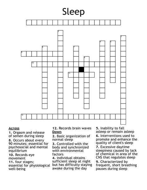 Dictionary. Crossword Answers: From the anglo norman for 'sleepy one', RANK. ANSWER. CLUE. DORMOUSE. From the Anglo-Norman for "sleepy one", a somnolent squirrel-like rodent nesting in woven bark and honeysuckle and feeding on berries, nuts and the blossoms of hawthorn, oak, sycamore and willow (8) HAMPER.. 