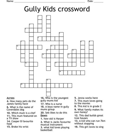  dry gully Crossword Clue. The Crossword Solver found 30 answers to "dry gully", 4 letters crossword clue. The Crossword Solver finds answers to classic crosswords and cryptic crossword puzzles. Enter the length or pattern for better results. Click the answer to find similar crossword clues . A clue is required. . 