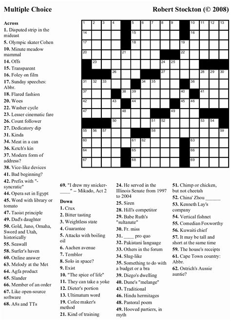 Crossword puzzle for February 2, 2008 - Mirroreyes