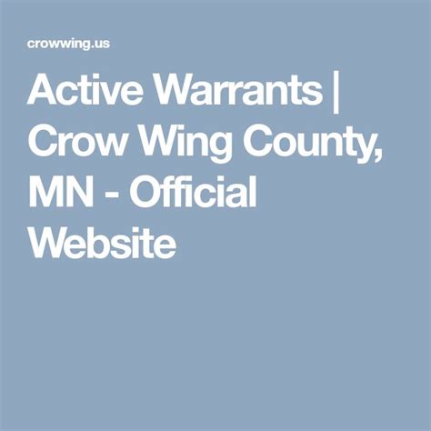 Find 13 external resources related to Crow Wing County Health Services. US Department of Health & Human Services Website (www.hhs.gov) Minnesota State Website (mn.gov) Crow Wing County Website (crowwing.us) Crow Wing County Active Warrants (www.crowwing.us) Crow Wing County Birth Certificates (crowwing.us) Crow Wing County Child Support Forms .... 