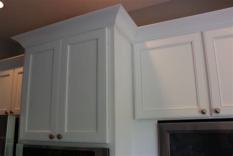 Crown molding for kitchen cabinets. By swapping the LS cabs and adding a filler for door opening will allow you to frame out the fridge for a standard one. This allows replacement a lot easier. I was looking at the renderings our kitchen cabinet designer put together, and asked to see them without the mouldings. I think I like them better! 
