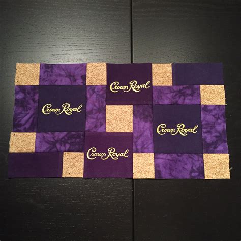 Jean do you have a pattern for this quilt. J. Jean do you have a pattern for this quilt. More like this. More like this. Crown Royal Bottle. Crown Royal Bags. Quilting Projects. ... Making a Crown Royal Quilt. 1. Steal 30 Crown Royal bags from your son-in-law. 2. Find some fun fabric that works with the bags. 3. Cut the bags apart. 4. Make .... 