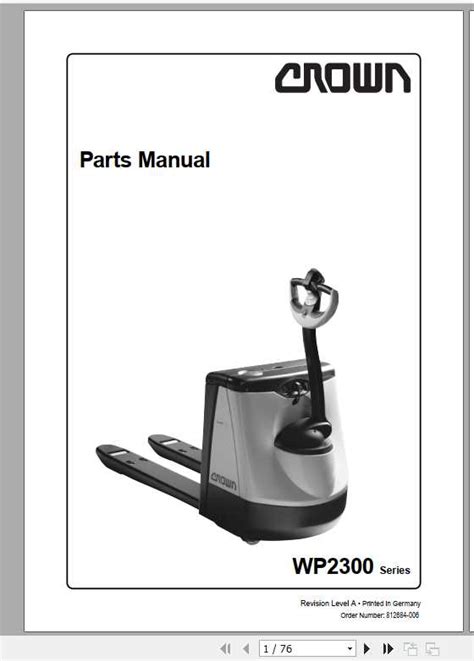 Crown wp2300 pallet truck service and part manuals. - 1965 chevrolet pickup truck wiring diagram manual reprint.