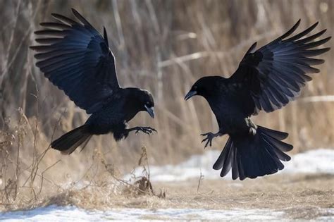 Crows fighting each other.  The most obvious sign of Crow territorial behav...
