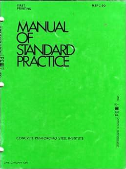Crsi 1msp manual of standard practice. - Hitachi technical manual for zaxis zx85usb.