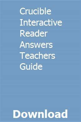 Crucible interactive reader answers teachers guide. - Advanced accounting cambridge business publishers solutions manual.