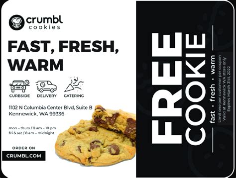 Crumbl cookie coupon. The best cookies in the world. Fresh and gourmet desserts for takeout, delivery or pick-up. Made fresh daily. Unique and trendy flavors weekly. 
