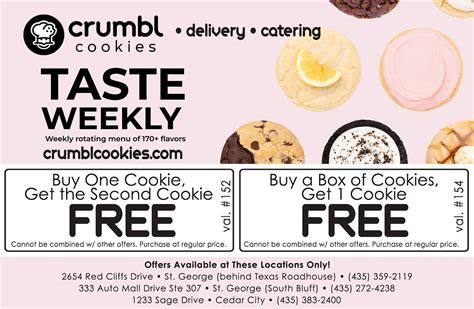 Crumbl cookie promo code first order. Crumbl Cookies Memorial Day Sale - 21 Coupons save averagely $18.12 per order after using Discount Codes. Deals Coupons. Stores. Travel. Search. Recommended For You. 1 Wayfair 2 ... crumbl cookies promo first order code. crumbl cookies gift card code. Crumbl Cookies Veterans Day Deal. … 