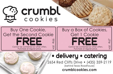 Last Coupon Added: 1wk ago. We have 3 Crumbl Cookies coupon codes today, good for discounts at crumblcookies.com. Shoppers save an average of 29.0% on purchases with coupons at crumblcookies.com, with today's biggest discount being $25 off your purchase. Our most recent Crumbl Cookies promo code was added on May 20, 2024..