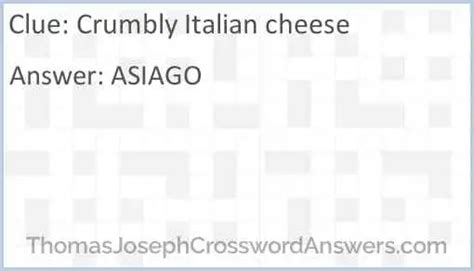 The Crossword Solver found 30 answers to "Italian cheese (8)", 8 letters crossword clue. The Crossword Solver finds answers to classic crosswords and cryptic crossword puzzles. Enter the length or pattern for better results. Click the answer to find similar crossword clues.. 