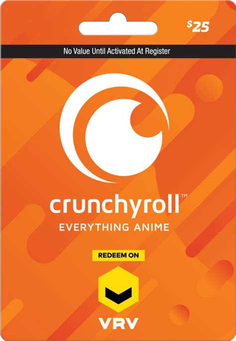 Crunchyroll gift card. Embark on an anime adventure with Crunchyroll, your ultimate destination for watching a vast collection of anime series and movies. Delve into the captivating worlds of hit titles such as One ... 