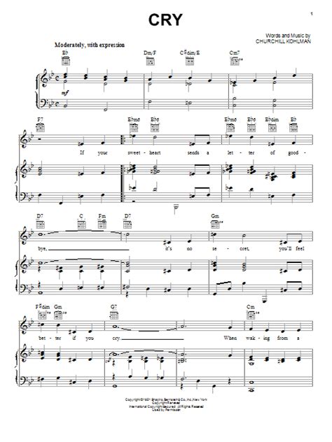 Cry Sheet Music - Etsy