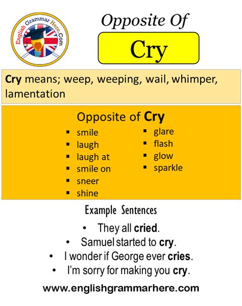 Cry antonym. Things To Know About Cry antonym. 