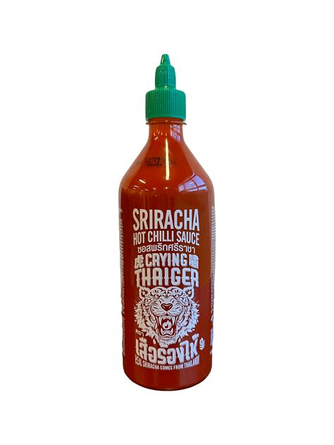 Crying thaiger. It’s in the name: Crying Thaiger sriracha is made from real Thai red chili peppers. Thailand is known for adding that real spiciness to their dishes. It is the country where this special sauce finds its roots. So when it comes to peppers and sriracha, the Thai are the experts. This sriracha contains 40% chili, delivering that real spicy kick ... 