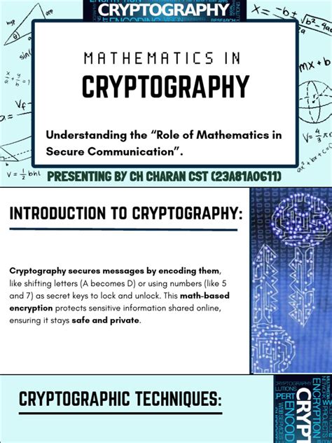 Cryptography in mathematics.  These lessons provide a foundation for th...