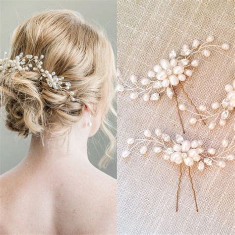 Crystal Wedding Hair Pins Pearl Rhinestone Flower Bridal …