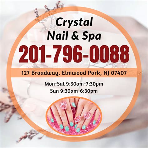 Crystal Nail & Spa. Show number. 127 Broadway, Elmwood Park, NJ 07407, USA. Get directions