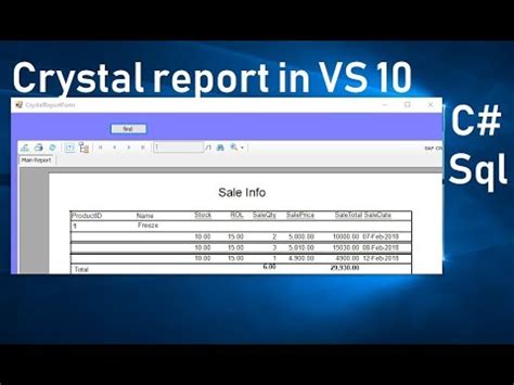 Crystal reports for visual studio 2010.  create a simple windows Crysta...