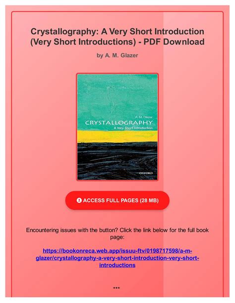 Full Download Crystallography A Very Short Introduction By Am Glazer