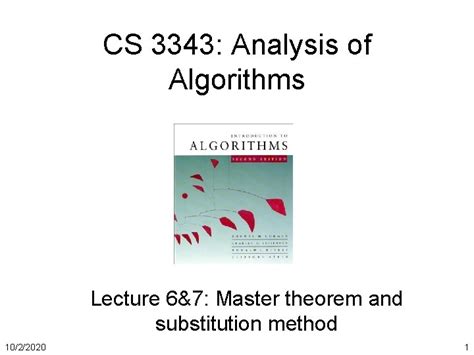 Cs 3343 Analysis Of Algorithms Lecture 67 Master