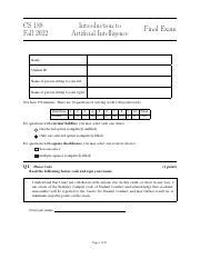 Cs188 fall 2022.  Don&rsquo;t worry if your video feed disconnects briefly during the exam.  ...