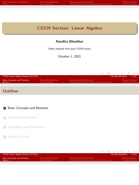 Cs229 linear algebra. 1 Basic Concepts and Notation Linear algebra provides a w...
