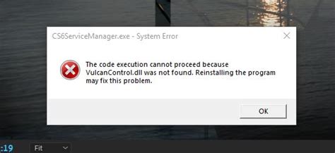 Cs6servicemanager exe system error windows 10