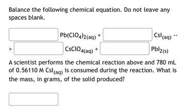 CsClO4 = Cs{+} + ClO4{-} - Chemical Equation Balancer