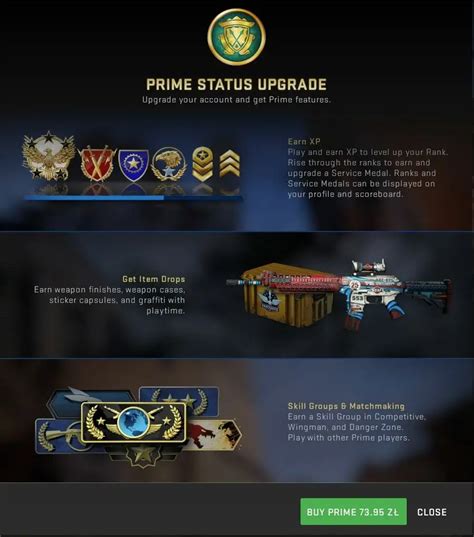 Csgo prime. Apr 1, 2023 · To check, simply open the ‘Play CSGO’ menu from the main menu. If it is active, you’ll see a ‘Prime enabled’ badge on the far right hand side of the screen. With it active, you’ll be ... 