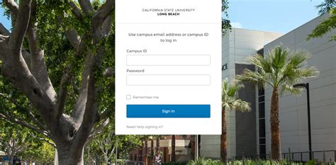 Single-Sign-On (SSO): Enter csulb.edu and select BeachBoar