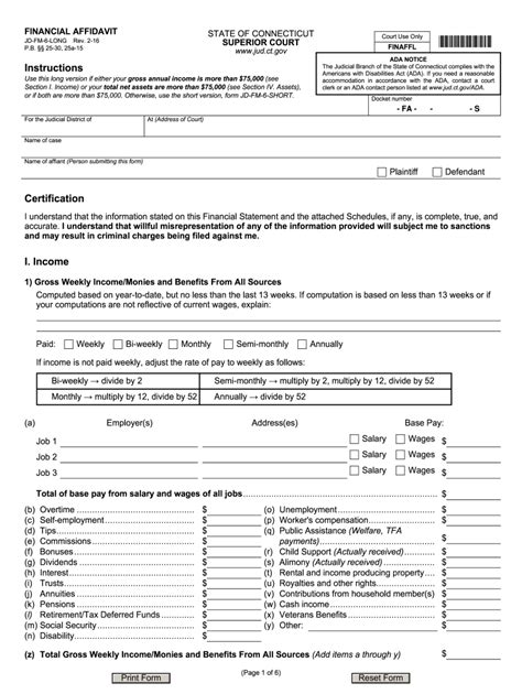 Ct financial affidavit instructions.  You can get the form from the cou...
