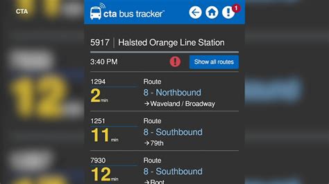Or choose your route: - Sign in to Bus Tracker - Create a Bus Tracker account - CTA Homepage - CTA Maps - What is Bus Tracker? - Questions or Comments? - Use Bus Tracker in the following languages: English. Español.. 