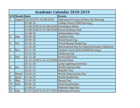 Cu Nursing Academic Calendar