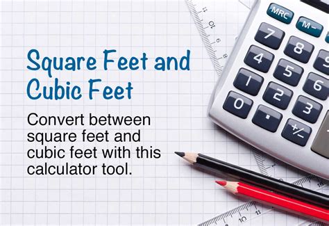 Convert Cubic Feet to Square Feet Calculator: Easily convert cubic feet to square feet with this online tool. Calculate volume in cubic feet, specify height .... 