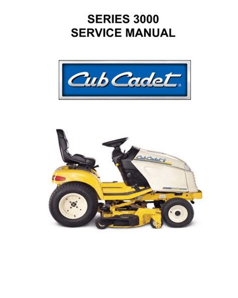 This is the Service Manual for the Cub Cadet 3000 Series Tractor.This manual contains more than 144 pages of information, instructions, diagrams for step by step remove and install, repair,assembly, disassembly and servicing your Cub Cadet Tractor. Size:27.29 MB brand:Cub Cadet Language: English Format :PDF Necessities: SumatraPDF or Adobe Reader. 